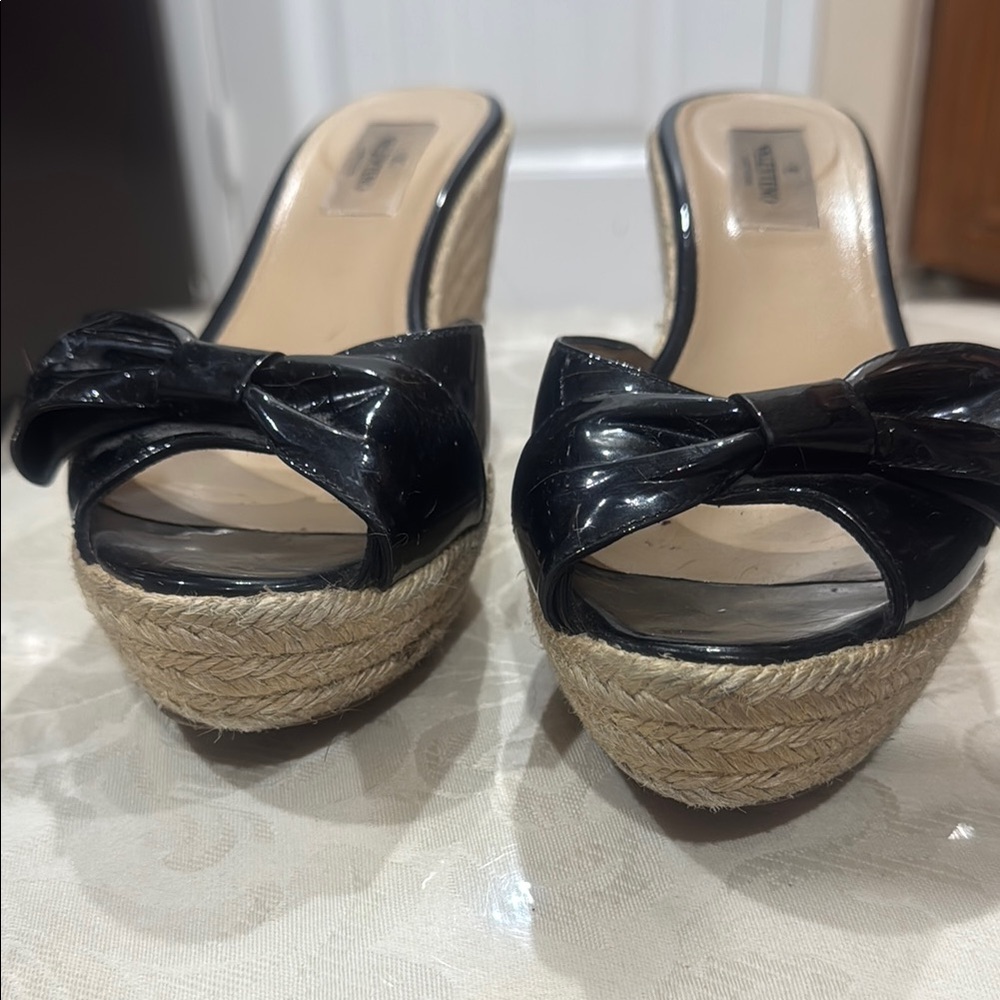 Elegant Black Wedge Sandals VALENTINO